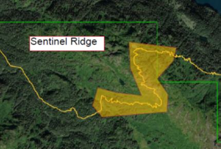 Sentinal Ridge affected area map